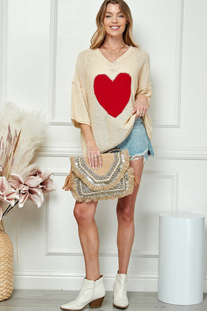 Be mine heart loose fit sweater top