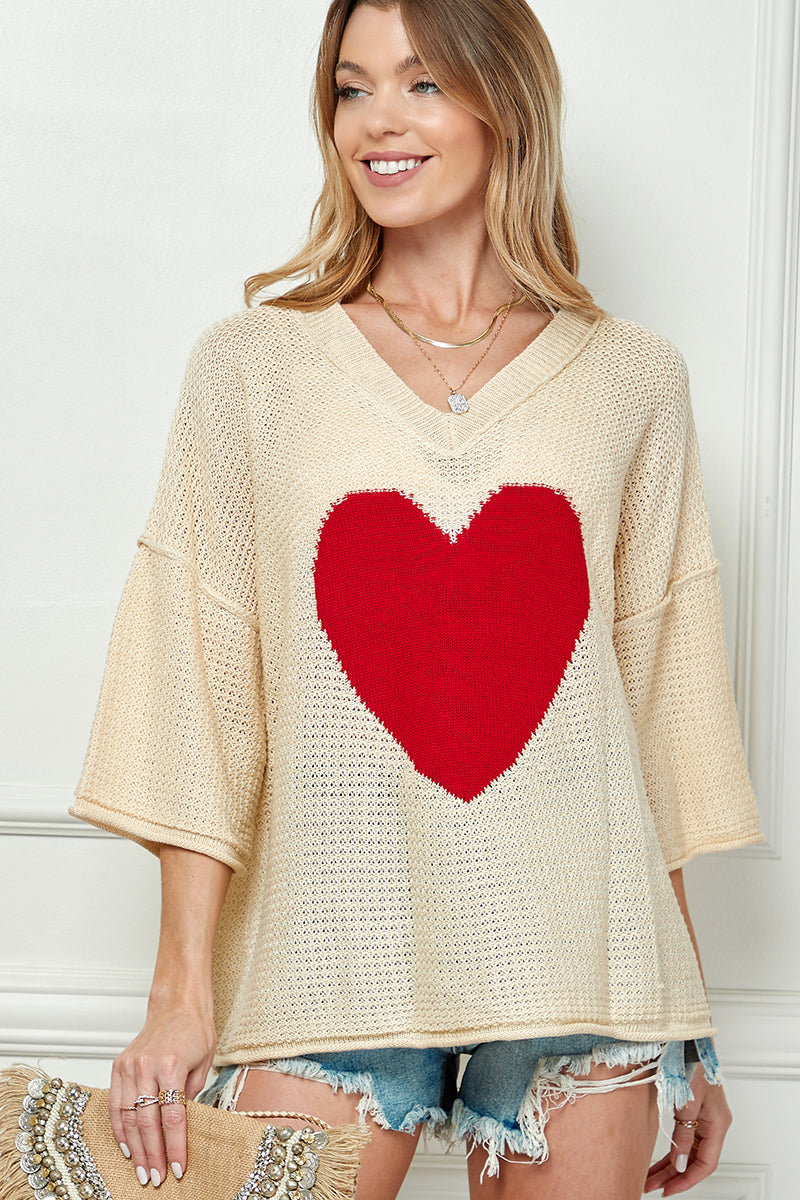 Be mine heart loose fit sweater top