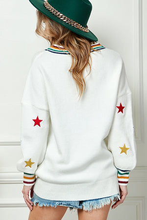 Ombre Star Stripe Knit Sweater