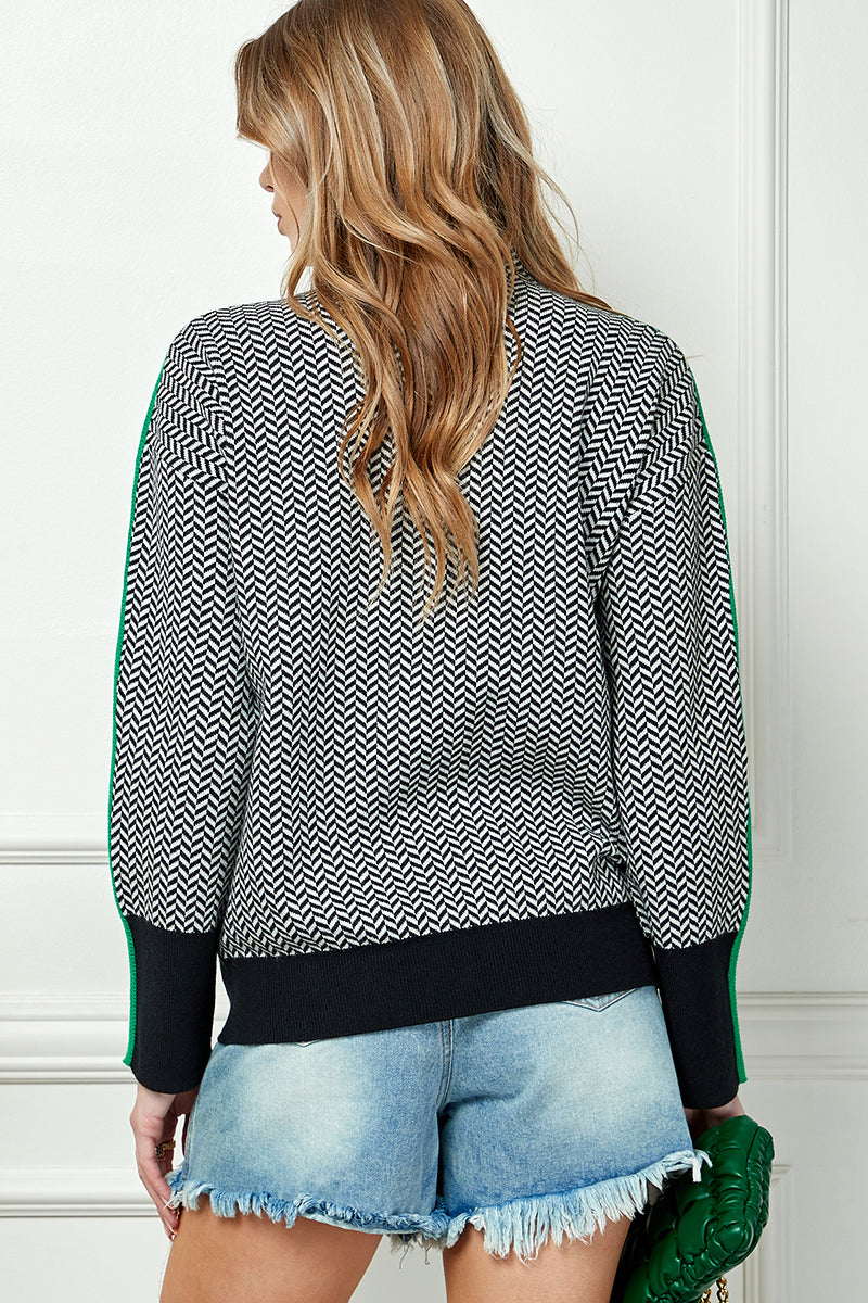 Print Knit Turtleneck Sweater