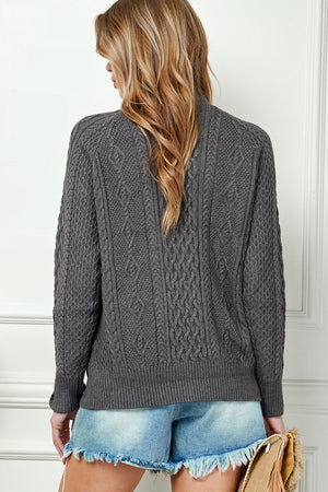 Mock Neck Button Knitted Sweater