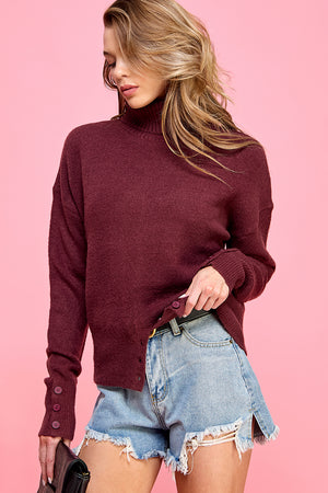 Long sleeve Turtleneck with button detail