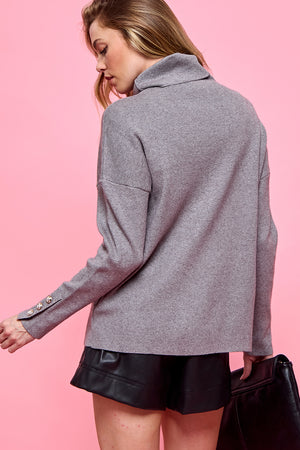 Turtle neck Long Sleeve with Button Sweater