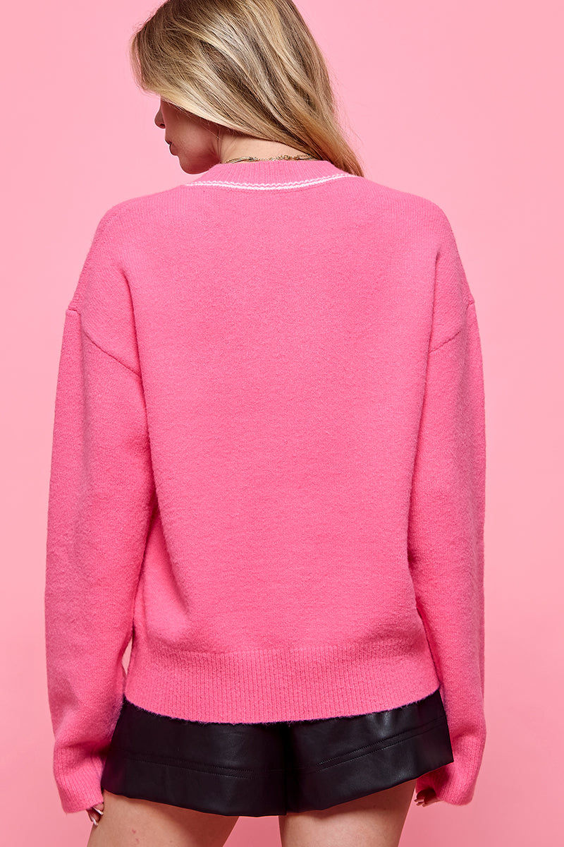 Heart Pink Long Sleeve Sweater