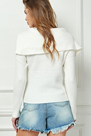 Long Sleeve Button Detail Sweater