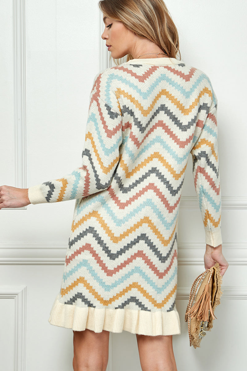 Multicolor Chevron Sweater Dress