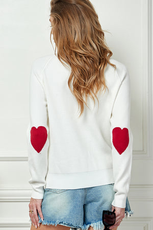 Heart Elbow Patch Knit Sweater