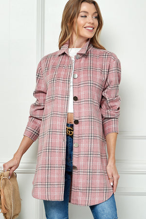 PLAIDED LONG SLEEVE LOOSE SHIRT JACKET