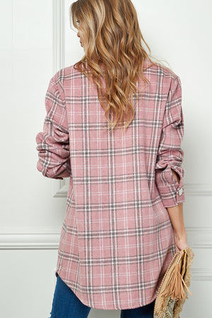PLAIDED LONG SLEEVE LOOSE SHIRT JACKET
