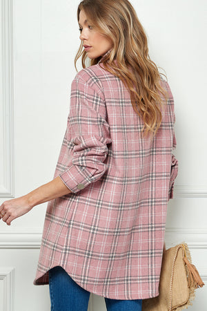 PLAIDED LONG SLEEVE LOOSE SHIRT JACKET