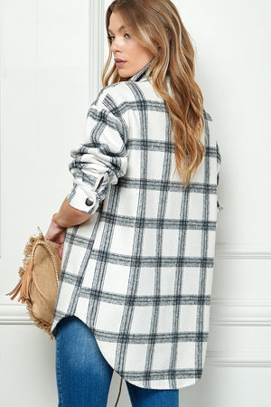 PLAIDED LONG SLEEVE LOOSE SHIRT JACKET