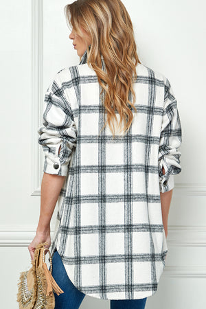 PLAIDED LONG SLEEVE LOOSE SHIRT JACKET