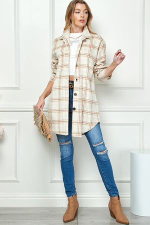 PLAIDED LONG SLEEVE LOOSE SHIRT JACKET