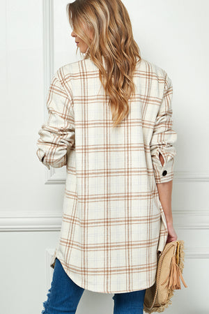 PLAIDED LONG SLEEVE LOOSE SHIRT JACKET