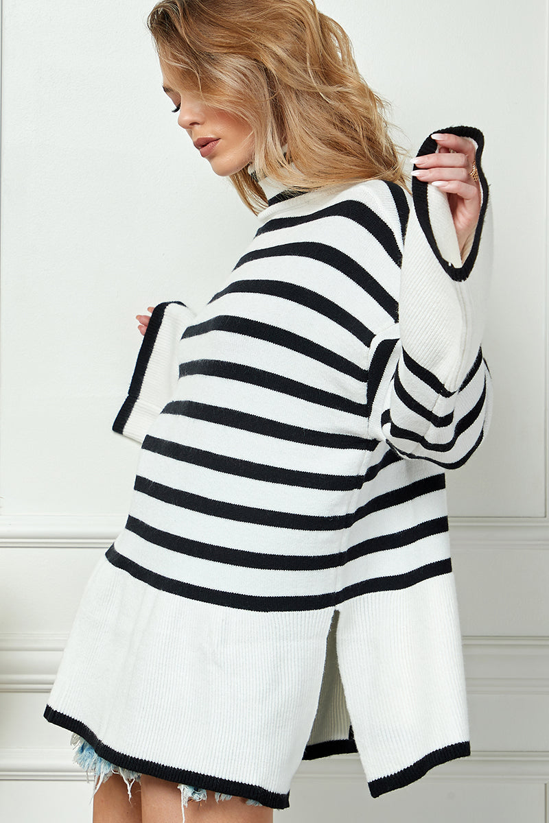 OVER FIT STRIPE SWEATER TOP
