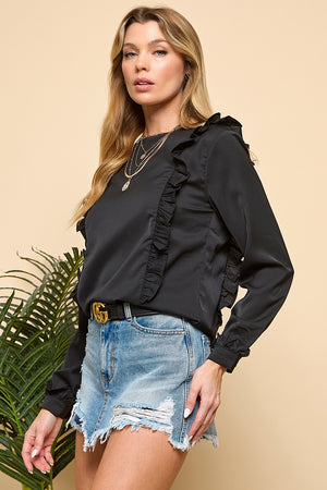 Ruffle Long Sleeve  Blouse