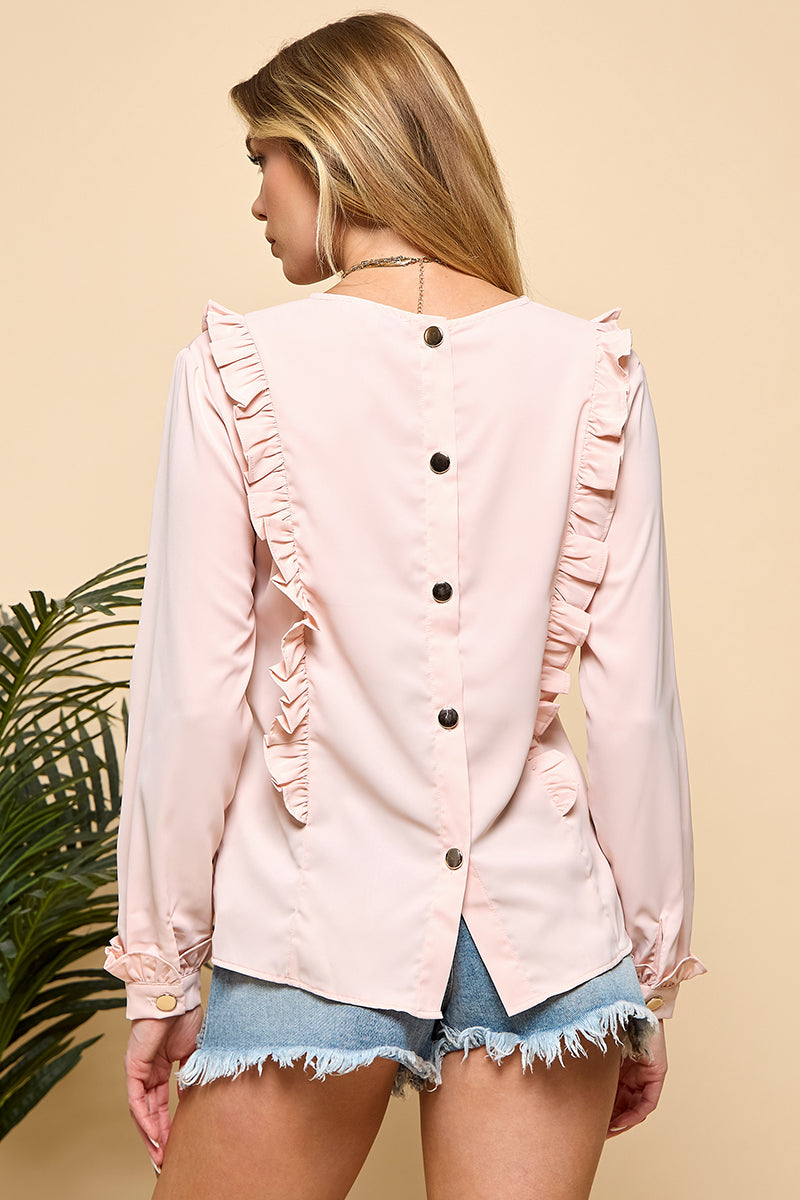 Ruffle Long Sleeve  Blouse