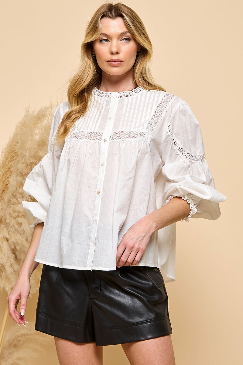 Long Sleeve Lace Blouse