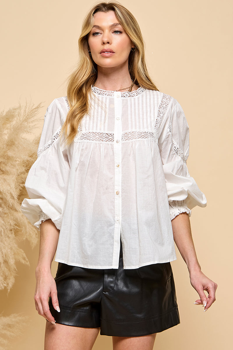 Long Sleeve Lace Blouse