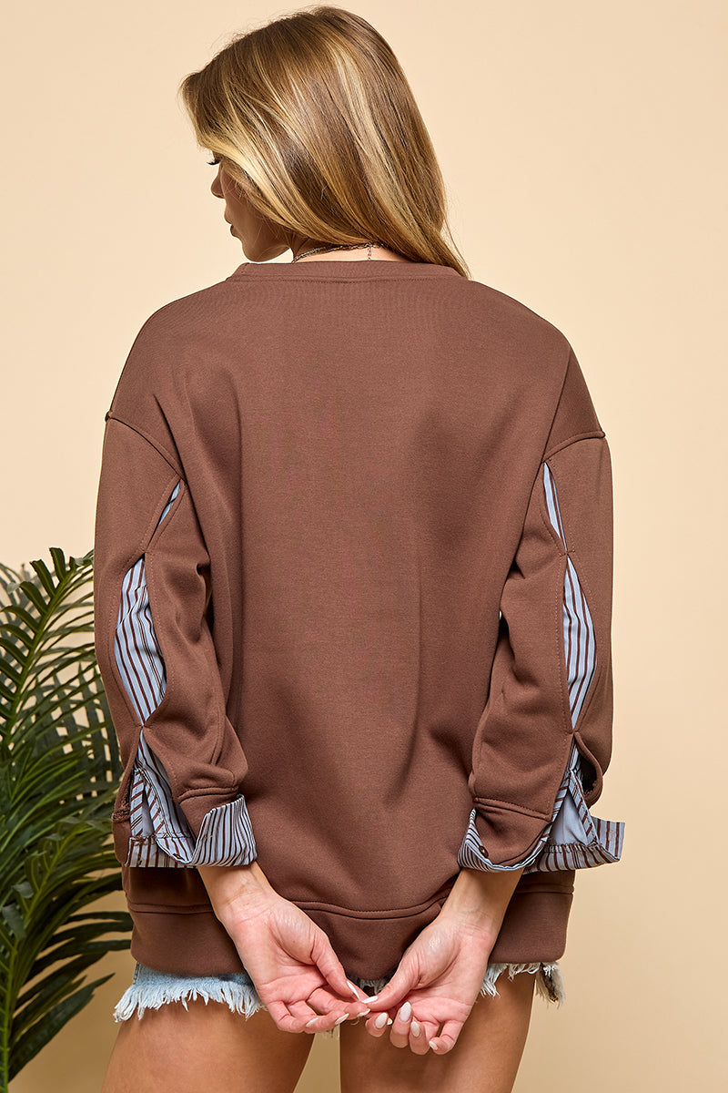 Stripe Detail Long Sleeve Sweatshirt