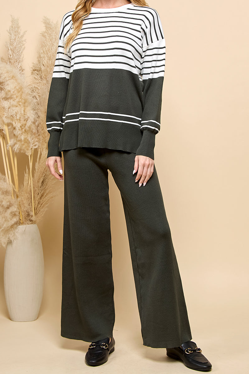 Striped Sweaters And Loose Pants – CEZELE