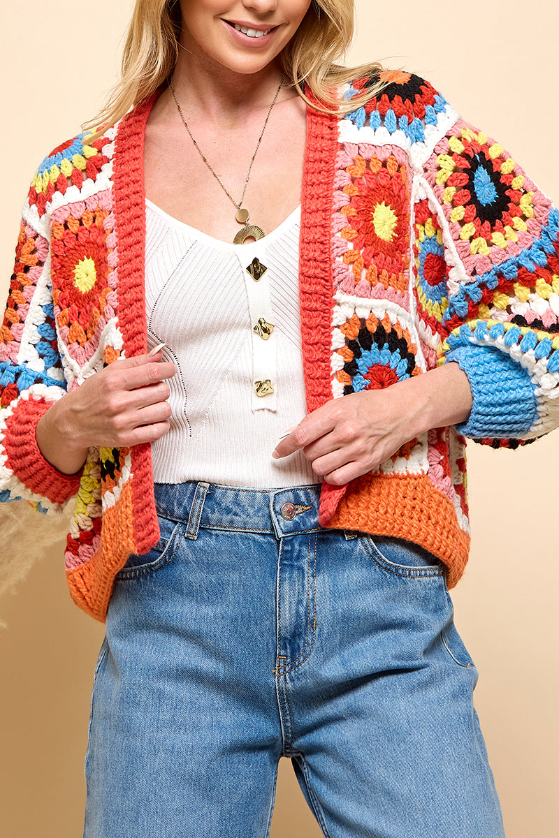 Multi Crochet Open Cardigan