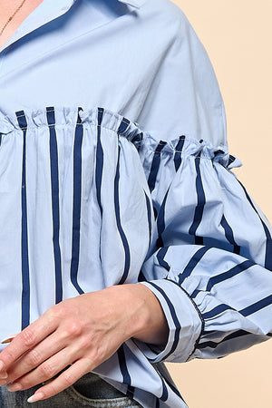 Stripe Ruffle Detail Blouse