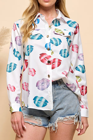 Printed Pocket Button Shirt