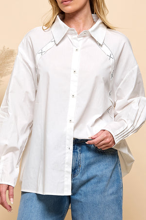 Stitching Detail Long Sleeve Shirt