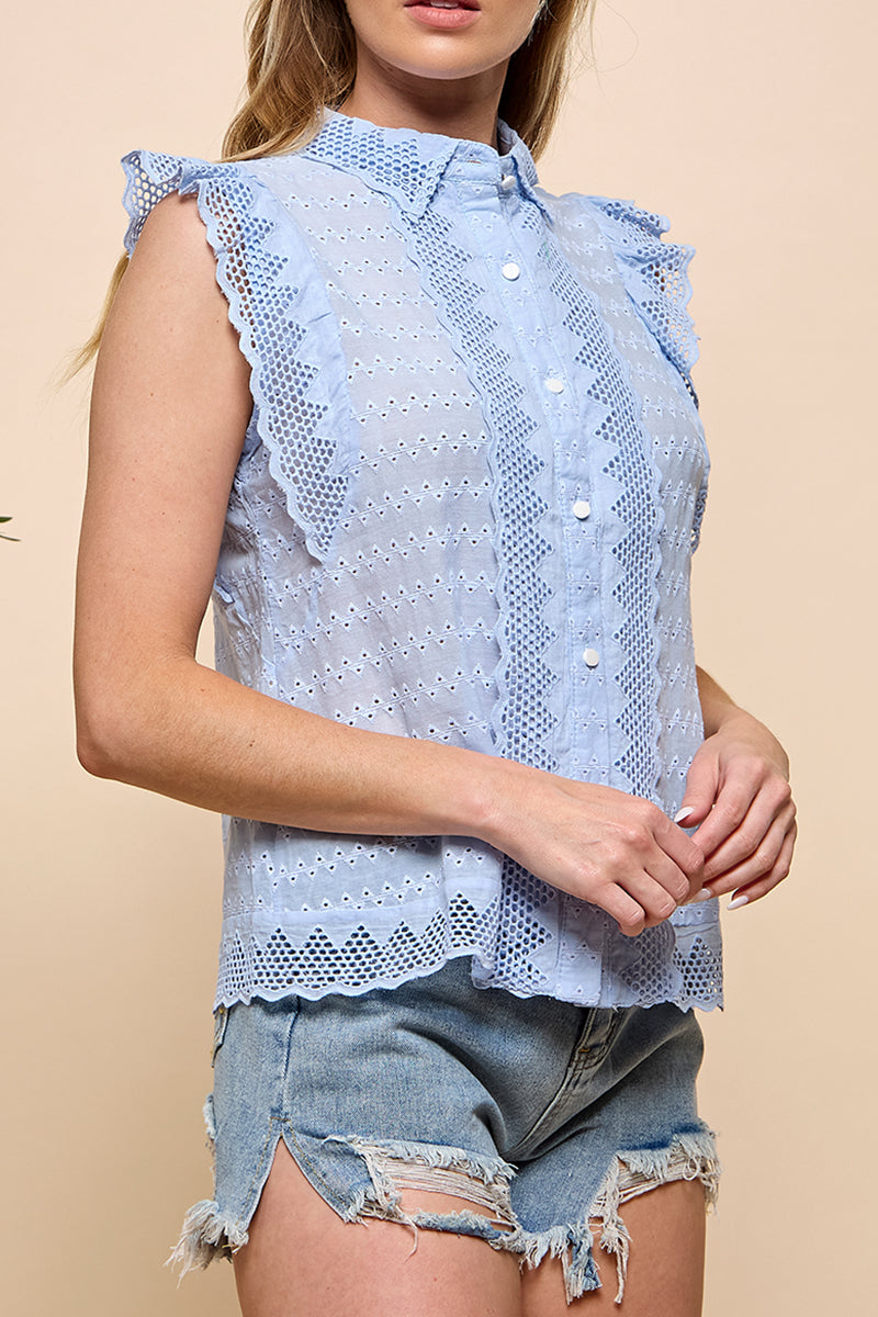 Eyelet Sleeveless Blouse