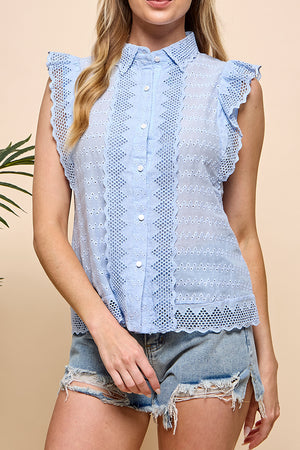 Eyelet Sleeveless Blouse