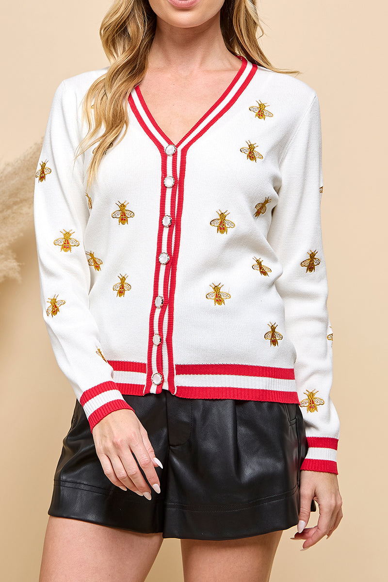 Bee Embroidery Cardigan