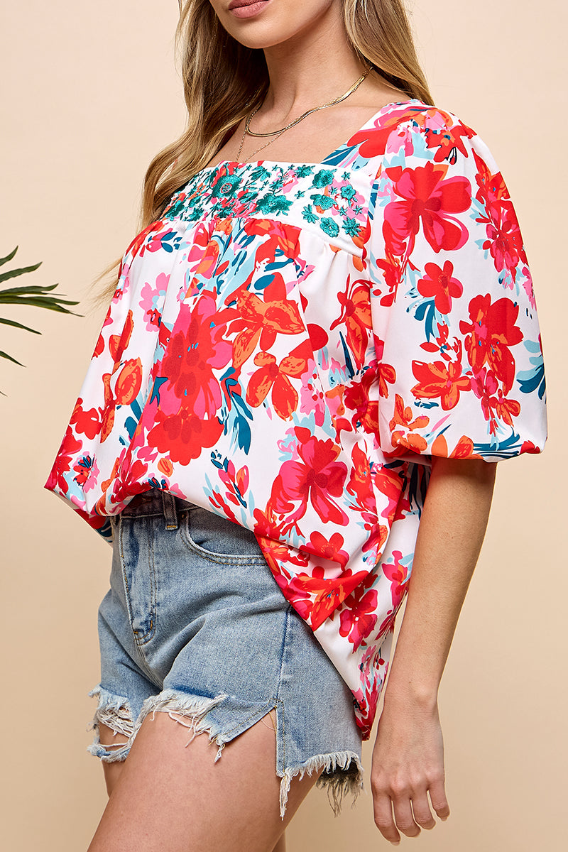 Floral Embroidered Top