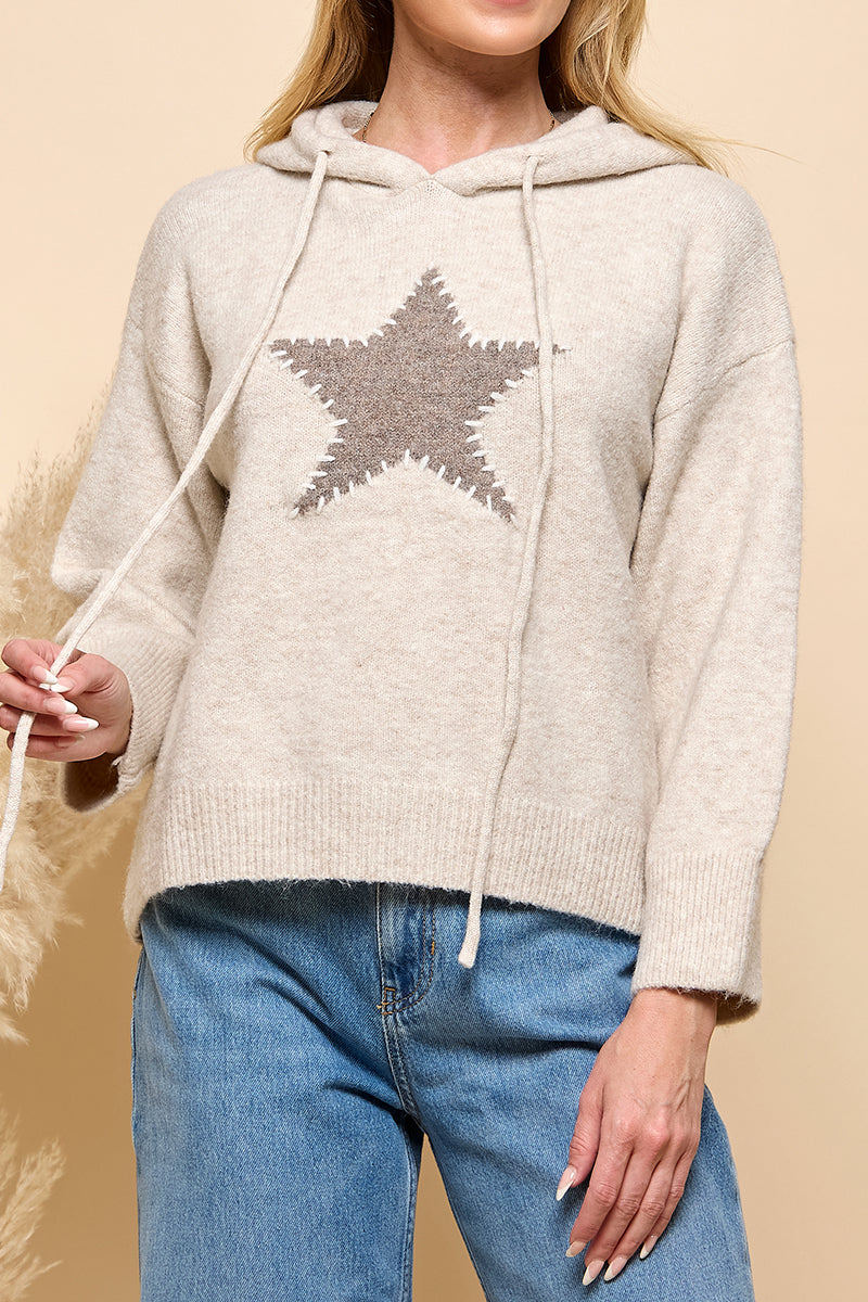 Star Stitched Hoodie Sweater