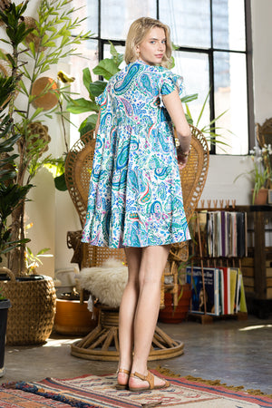 Paisley Print Short Dress