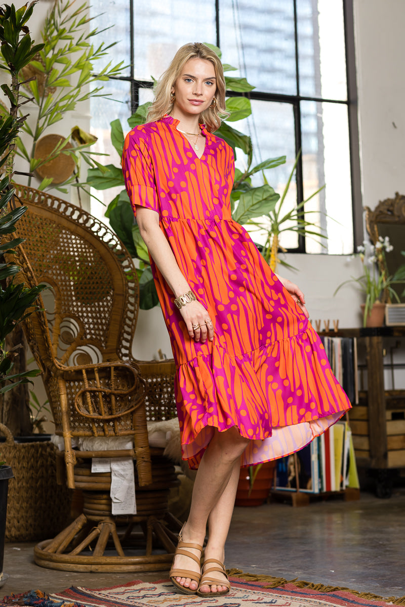 Marmalade dye print casual long dress