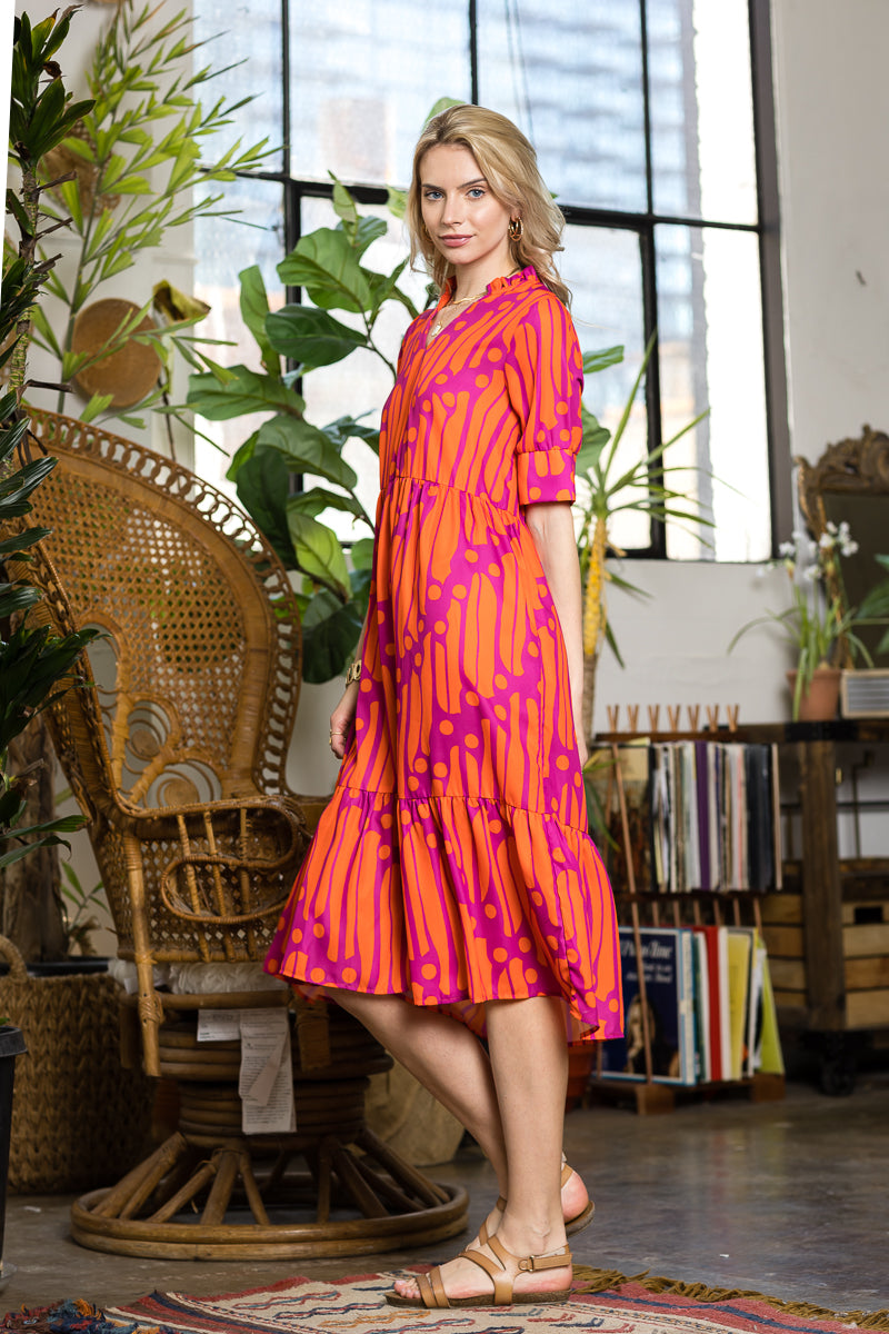 Marmalade dye print casual long dress