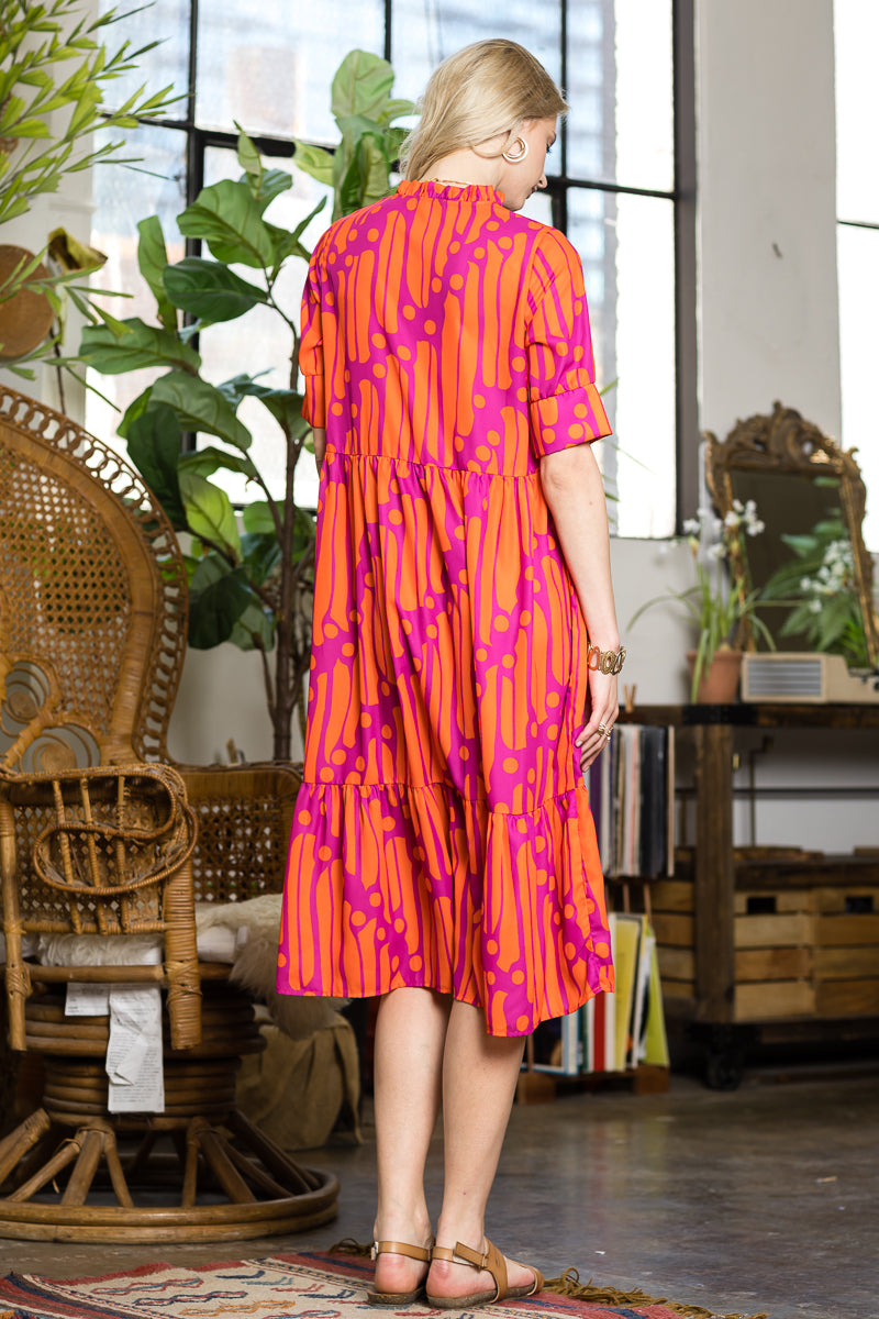Marmalade dye print casual long dress CEZELE