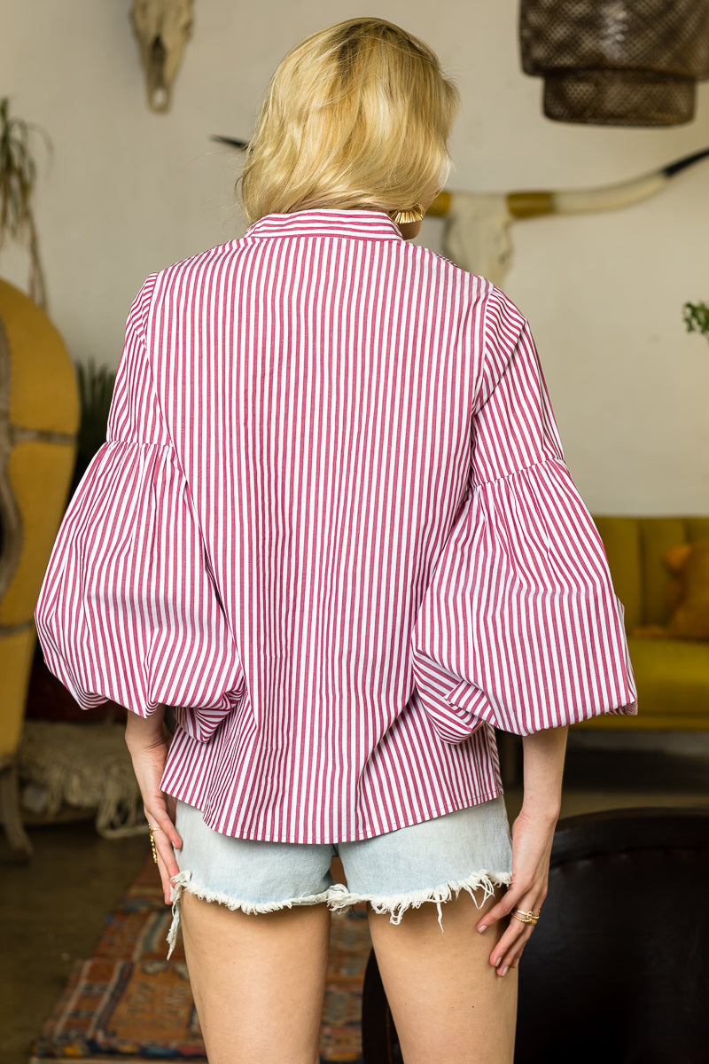 Copy of V-Neck Printed Puff Sleeve Shirt.