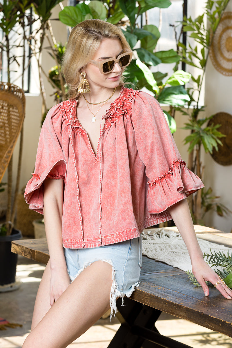 Washed Denim Top