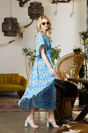 Print Wing Sleeve Dress