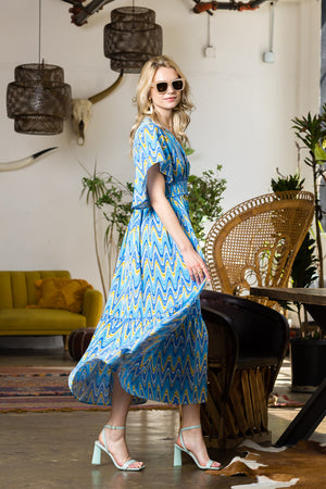 Print Wing Sleeve Dress..