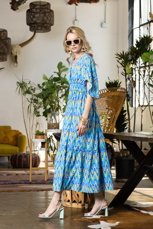 Print Wing Sleeve Dress
