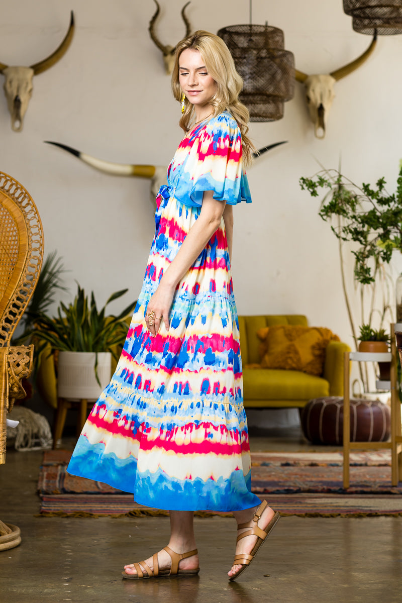 Tie Dye Belted Dress