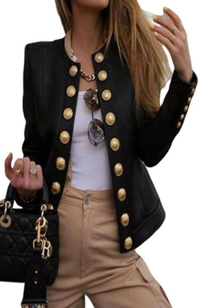Gold button suede casual jacket