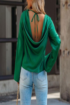 COWL NECK BLOUSE WITH BACK NECK TIE