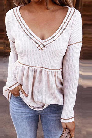 Contrast Stitch long sleeve top