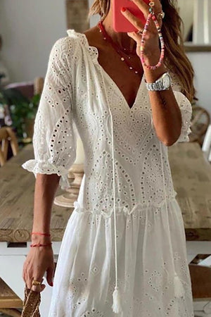 Romantic  Short Sleeve Maxi Dress