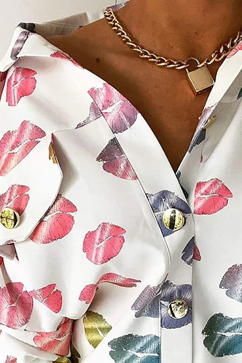 Printed Pocket Button Shirt