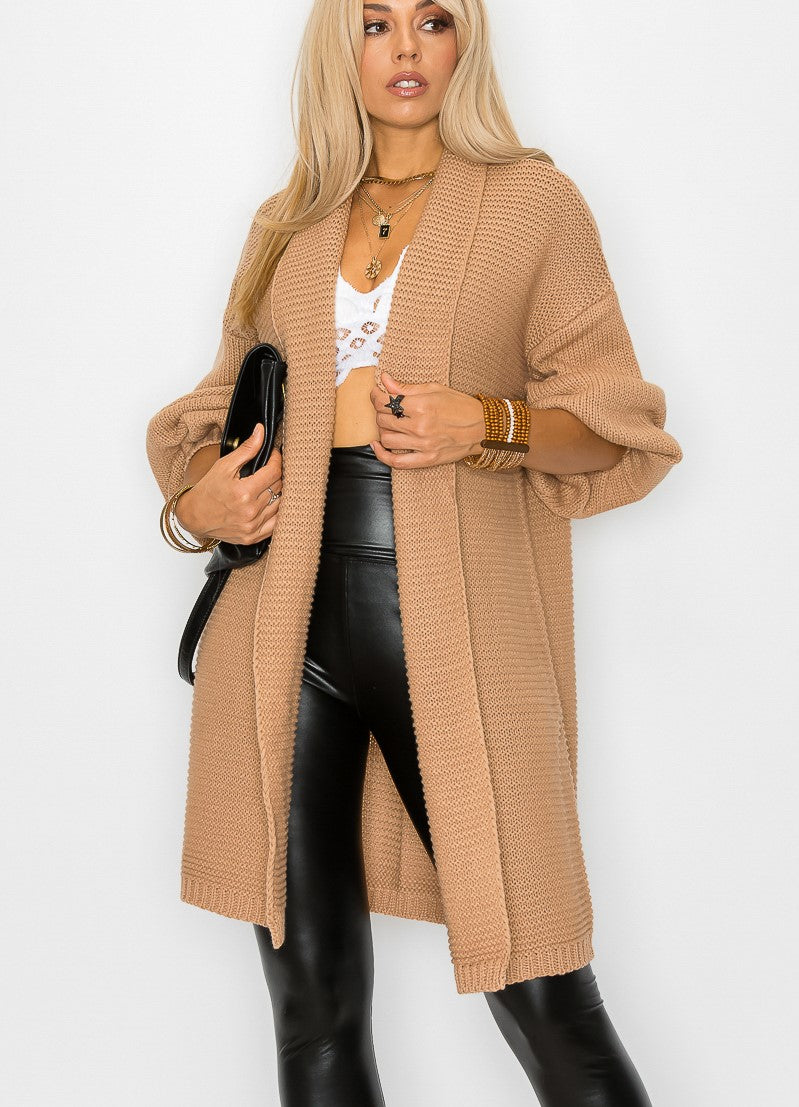 casual solid fall long sleeve cardigan